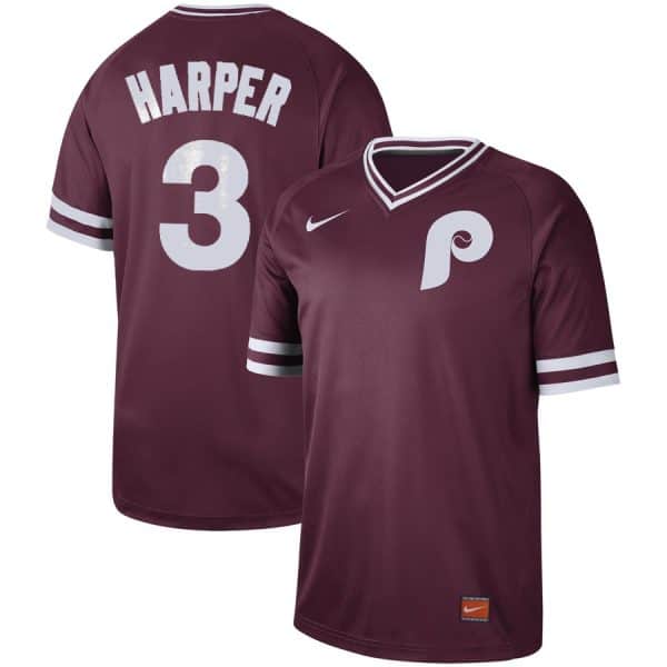 Philadelphia Phillies #3 Bryce Harper Maroon Cooperstown Collection Legend Stitched Jersey