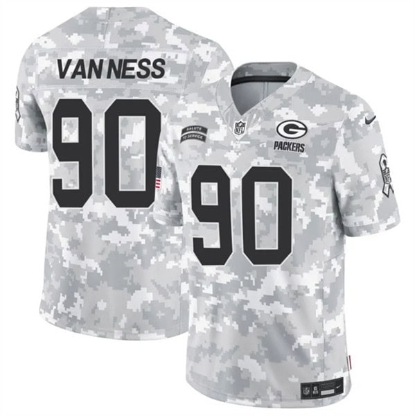 Green Bay Packers #90 Lukas Van Ness Arctic Camo 2024 F.U.S.E. Salute To Service Limited Stitched Jersey