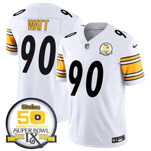 Pittsburgh Steelers #90 T.J. Watt White 2024 F.U.S.E. 50th Anniversary Of Super Bowl IX Alternate Vapor Untouchable Limited Stitched Jersey