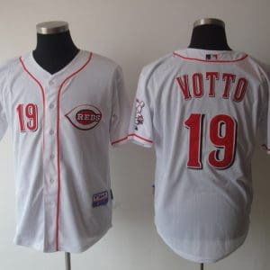 Reds #19 Joey Votto White Cool Base Stitched Jersey