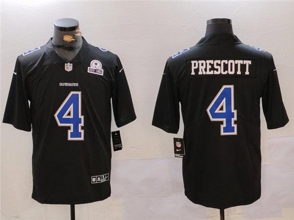 Dallas Cowboys #4 Dak Prescott Black Throwback With 1960 Patch Vapor Untouchable Limited Stitched Jersey