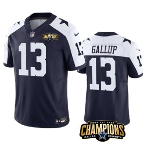Dallas Cowboys #13 Michael Gallup Navy White 2023 F.U.S.E. NFC East Champions Patch Stitched Jersey