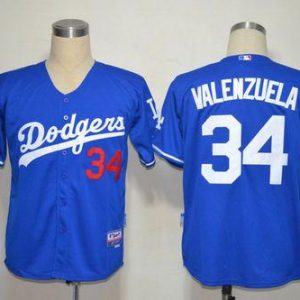 Dodgers #34 Fernando Valenzuela Blue Cool Base Stitched Jersey