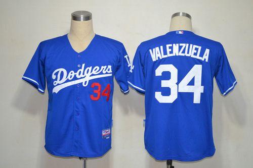 Dodgers #34 Fernando Valenzuela Blue Cool Base Stitched Jersey