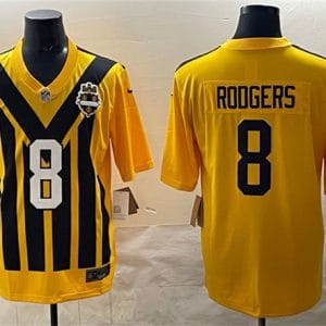 Pittsburgh Steelers #8 Aaron Rodgers Gold 1933 Throwback Alternate Football Stitched Game Jersey