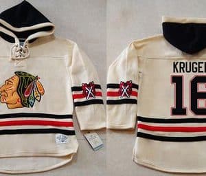 Blackhawks #16 Marcus Kruger Cream Heavyweight Pullover Hoodie Stitched NHL Jersey