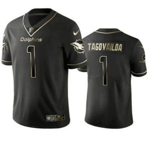 Miami Dolphins #1 Tua Tagovailoa 2020 Black Golden Stitched Jersey