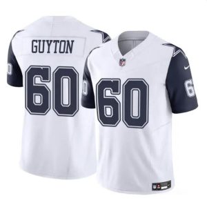 Dallas Cowboys #60 Tyler Guyton White 2024 Draft F.U.S.E Color Rush Limited Stitched Jersey