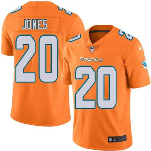 Dolphins #20 Reshad Jones Orange Stitched Limited Rush Nike Jersey
