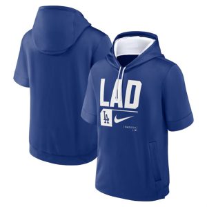 Los Angeles Dodgers Royal Tri Code Lockup Short Sleeve Pullover Hoodie