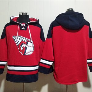 Cleveland Guardians Blank Red Lace-Up Pullover Hoodie