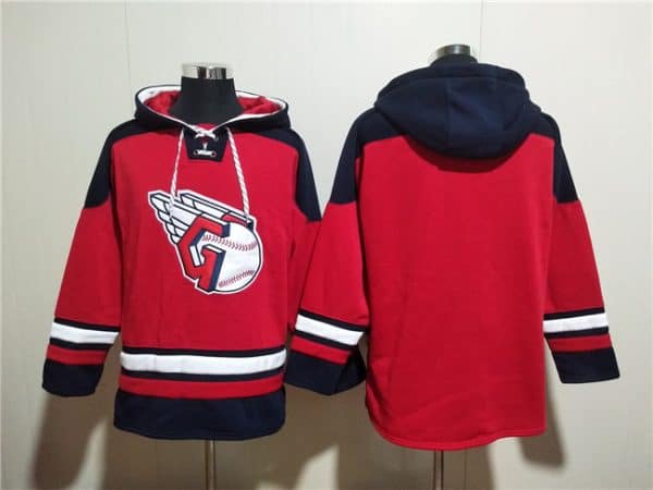 Cleveland Guardians Blank Red Lace-Up Pullover Hoodie
