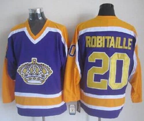Kings #20 Luc Robitaille Purple CCM Throwback Stitched Jersey