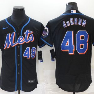 New York Mets #48 Jacob DeGrom Black Flex Base Stitched Jersey