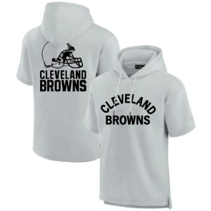 Cleveland Browns Gray Super Soft Fleece Short Sleeve Hoodie