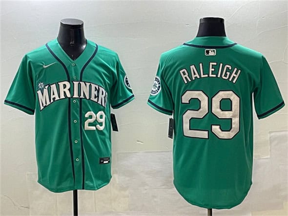 Seattle Mariners #29 Cal Raleigh Aqua Limited Stitched Jersey