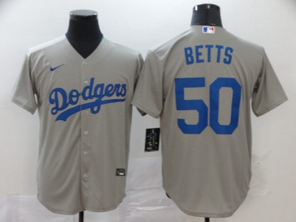 Los Angeles Dodgers #50 Mookie Betts Grey Cool Base Stitched Jersey