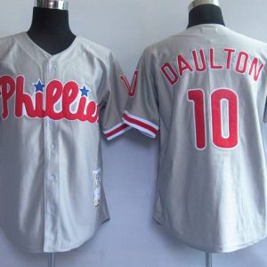 Mitchell And Ness Phillies #10 Royal Daulton Grey Stitched Throwback Jersey