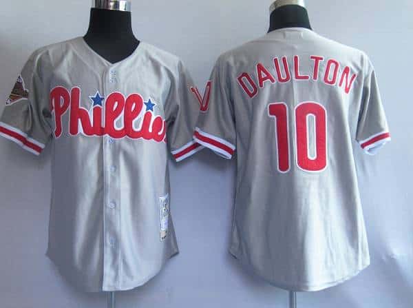 Mitchell And Ness Phillies #10 Royal Daulton Grey Stitched Throwback Jersey