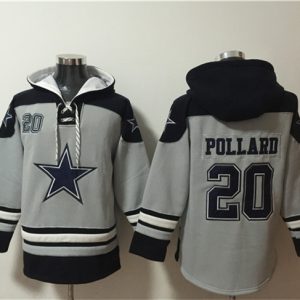 Dallas Cowboys #20 Tony Pollard Gray Ageless Must-Have Lace-Up Pullover Hoodie