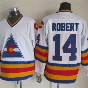 Avalanche #14 Rene Robert White CCM Throwback Stitched Jersey
