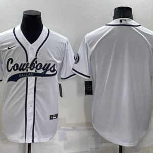 Dallas Cowboys Blank White Cool Base Stitched Baseball Jersey