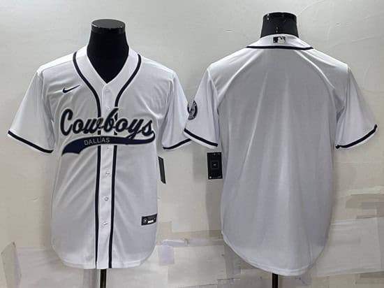 Dallas Cowboys Blank White Cool Base Stitched Baseball Jersey