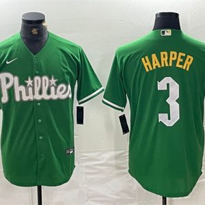 Philadelphia Phillies #3 Bryce Harper Green 2024 City Connect Stitched Jersey
