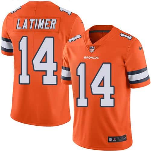 Broncos #14 Cody Latimer Orange Stitched Limited Rush Nike Jersey