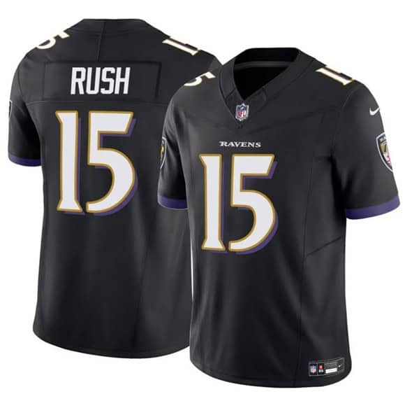Baltimore Ravens #15 Cooper Rush Black 2025 F.U.S.E Vapor Limited Football Jersey