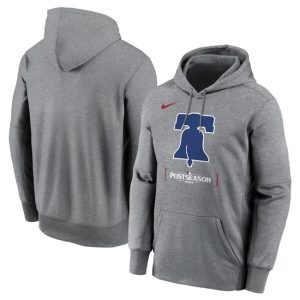 Philadelphia Phillies Heather Charcoal 2024 Postseason Collection Therma Pullover Hoodie