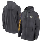 Green Bay Packers Heather Charcoal 2024 Team Full-Zip Hoodie