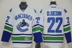 Canucks #22 Daniel Sedin White Stitched Jersey