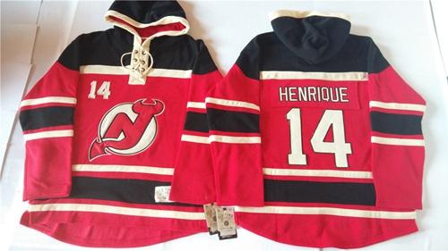 Devils #14 Adam Henrique Red Sawyer Hooded Sweatshirt Stitched Jersey