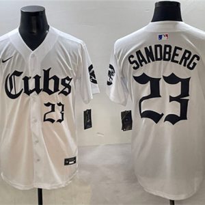 Chicago Cubs #23 Ryne Sandberg White 'Gothic North Side Edition' Vapor Premier Limited Stitched Jersey