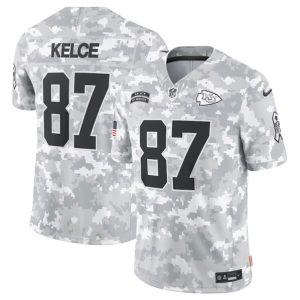Kansas City Chiefs #87 Travis Kelce Arctic Camo 2024 F.U.S.E. Salute To Service Limited Stitched Jersey