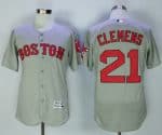 Red Sox #21 Roger Clemens Grey Flexbase Authentic Collection Stitched Jersey