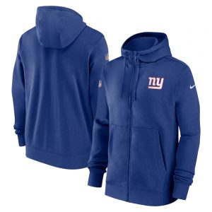 New York Giants Blue Sideline Club Performance Full-Zip Hoodie