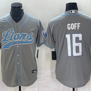 Detroit Lions #16 Jared Goff Gray Cool Base Stitched Jersey