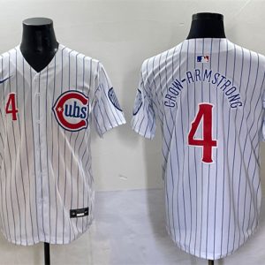 Chicago Cubs #4 Pete Crow-Armstrong White Pinstripe 2nd Alternate Limited Stitched Jersey