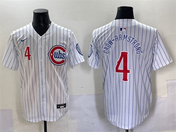 Chicago Cubs #4 Pete Crow-Armstrong White Pinstripe 2nd Alternate Limited Stitched Jersey