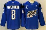 Washington Capitals #8 Alex Ovechkin Blue Cherry Blossom With C Patch Stitched Jersey