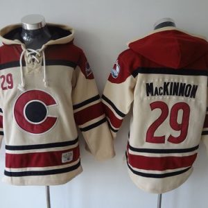Avalanche #29 Nathan MacKinnon Cream Sawyer Hooded Sweatshirt Stitched Jersey