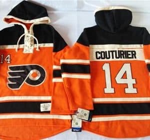 Flyers #14 Sean Couturier Orange Sawyer Hooded Sweatshirt Stitched Jersey