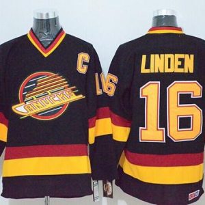 Canucks #16 Trevor Linden Black CCM Throwback Stitched Jersey