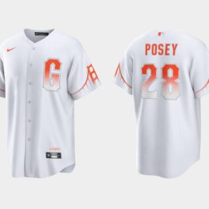 San Francisco Giants #28 Buster Posey White City Connect Cool Base Stitched Jersey