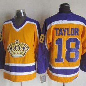 Kings #18 Dave Taylor Yellow Purple CCM Throwback Stitched Jersey