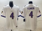 Baltimore Ravens #4 Zay Flowers White Vapor Untouchable Jersey
