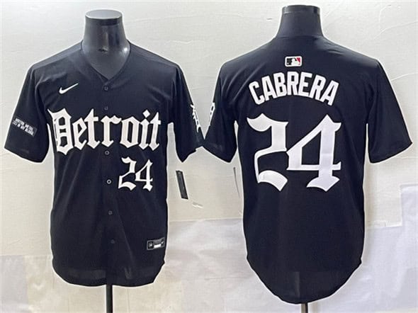 Detroit Tigers #24 Miguel Cabrera Black 'Motor Gothic Edition' Vapor Premier Limited Stitched Jersey