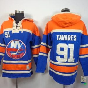 Islanders #91 John Tavares Baby Blue Sawyer Hooded Sweatshirt Stitched Jersey